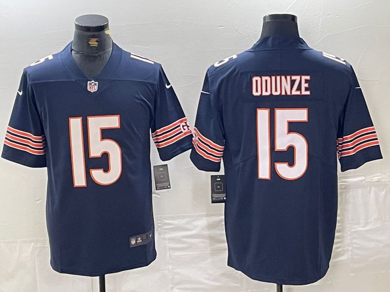 Men Chicago Bears #15 Odunze Blue Second generation 2024 Nike Limited NFL Jersey style 1